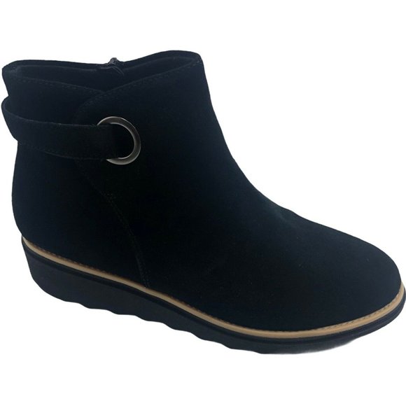 Clarks Women’s Sharon Spring Black Suede Boot - Picture 1 of 9